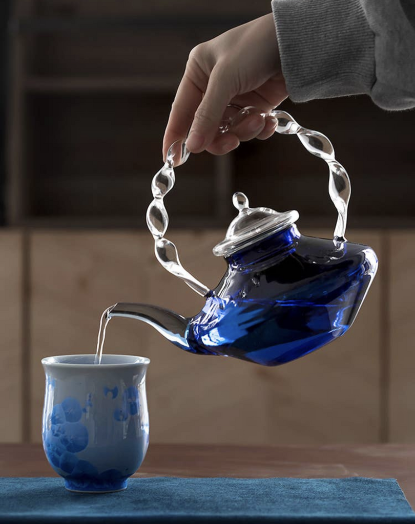 Handblown Cobalt Blue Glass Teapot