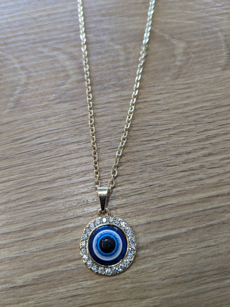Gold Evil Eye sparkly necklace