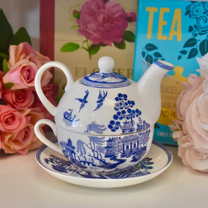 British Chinoiserie Teapot Set for One