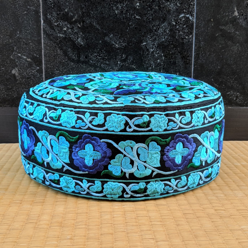 Turquoise Embroidered Meditation Cushion - Everyday Zen Gifts