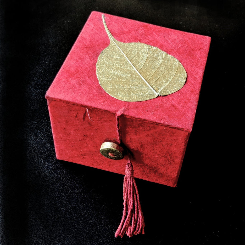 3" Meditation Bowl in Gold Bodhi Leaf Carrying Case