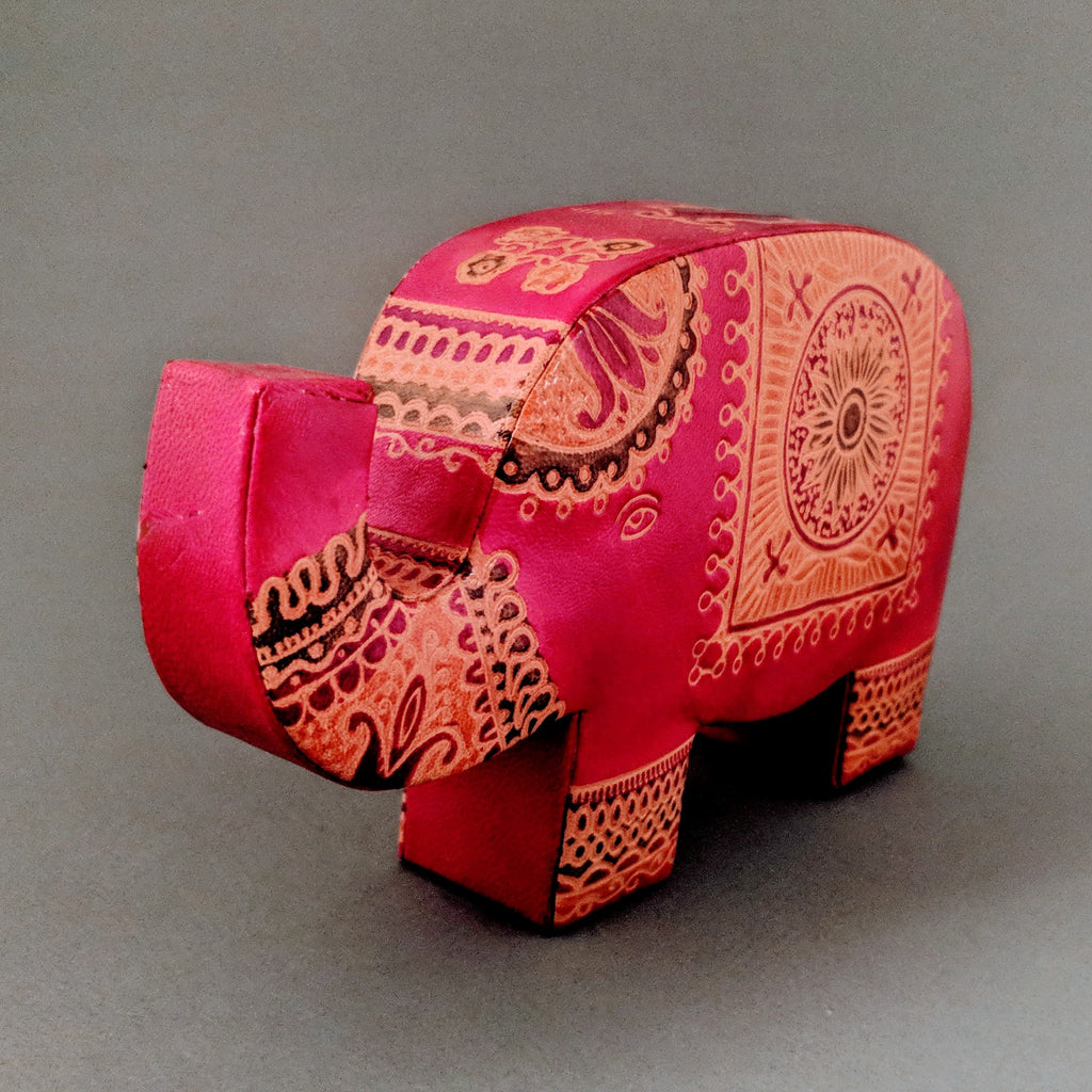 Pink Elephant Leather Bank - Everyday Zen Gifts