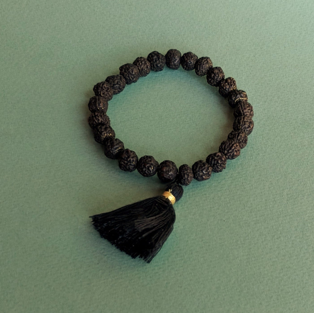 Black Rudraksha Bracelet with Black Tassel