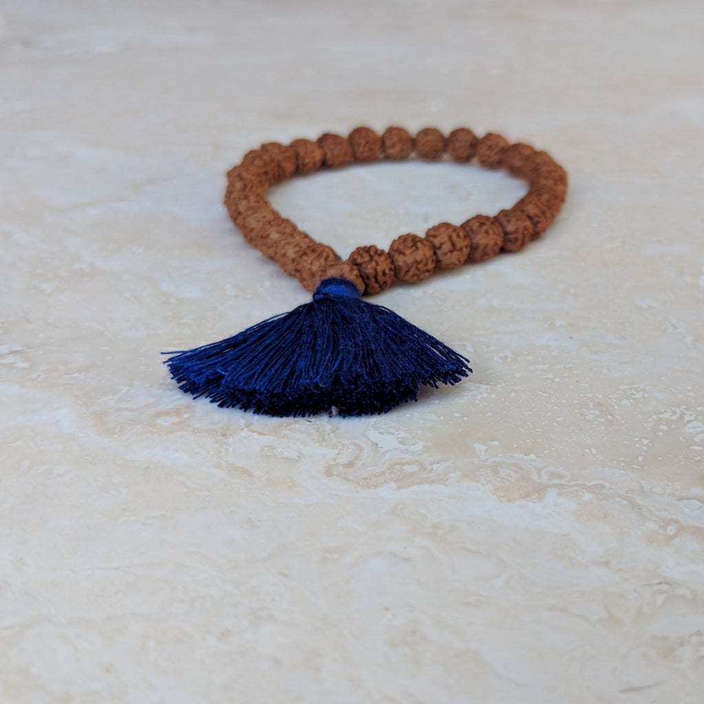 Rudraksha Bracelet with Blue Tassel