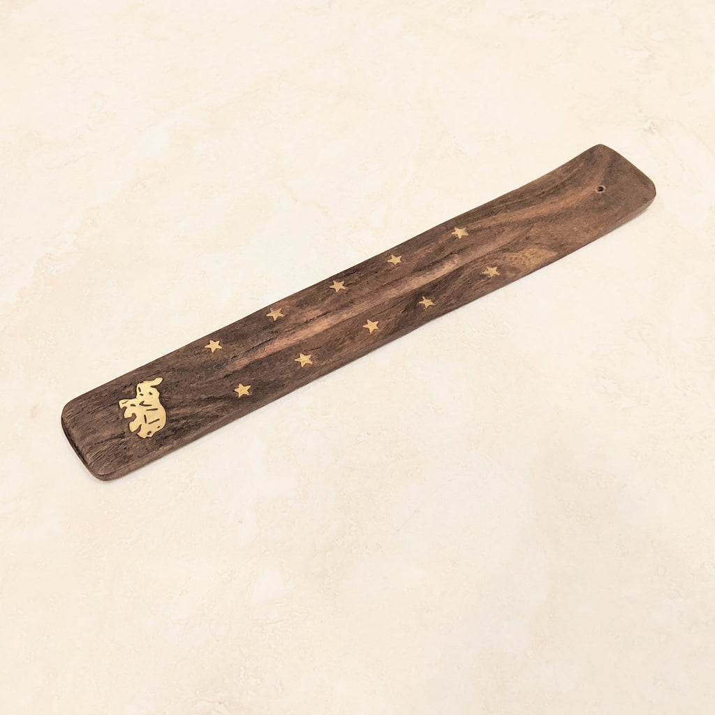 Wooden Rectangle Incense Holder with Elephant