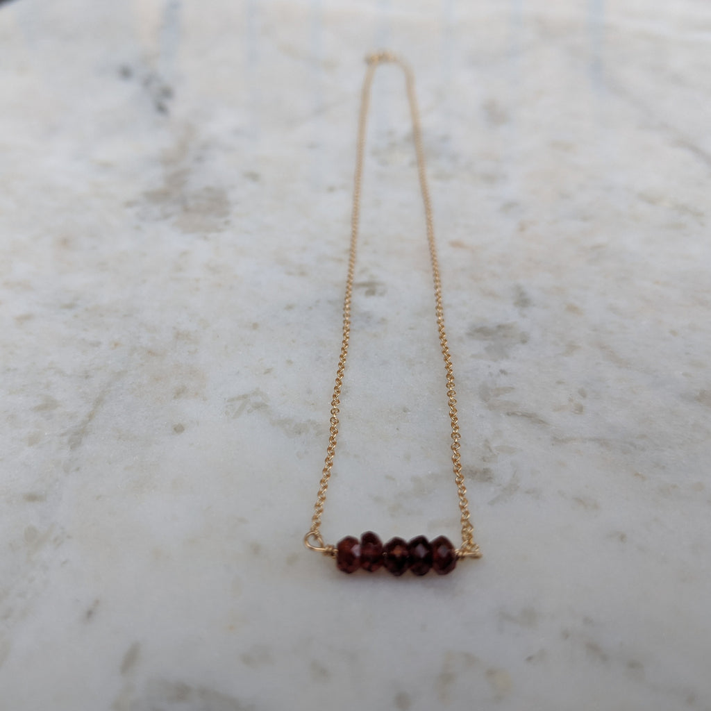 Garnet Mini Bar Necklace