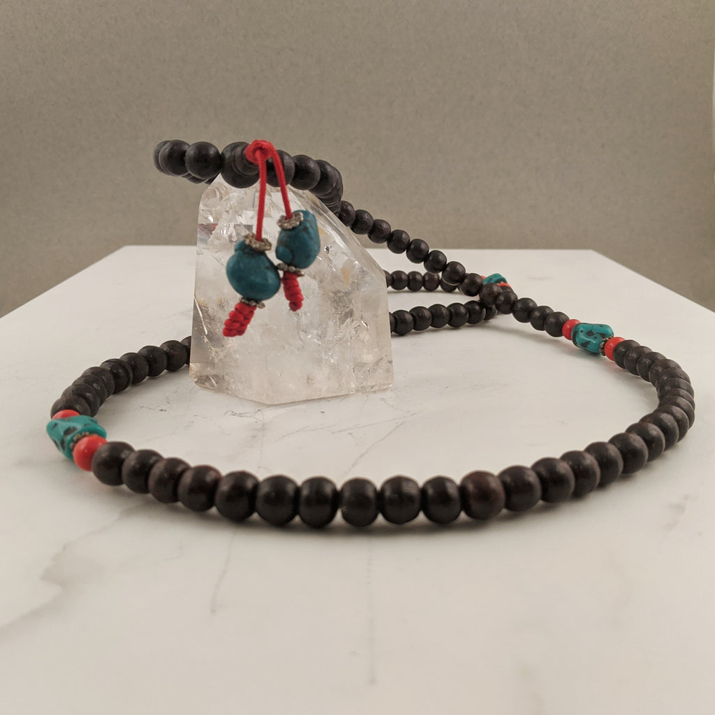 Rosewood and Turquoise Mala Necklace