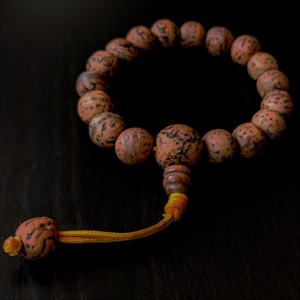 Bodhi Seeds Adjustable Mala Bracelet w/yellow tassel
